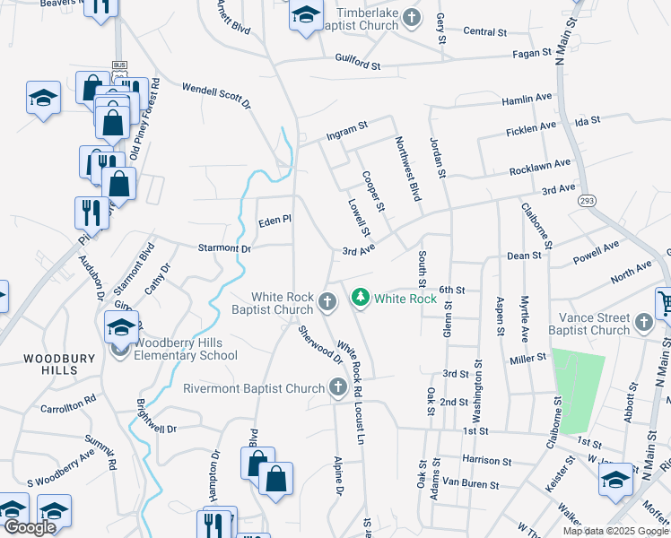 map of restaurants, bars, coffee shops, grocery stores, and more near 516 Locust Lane in Danville