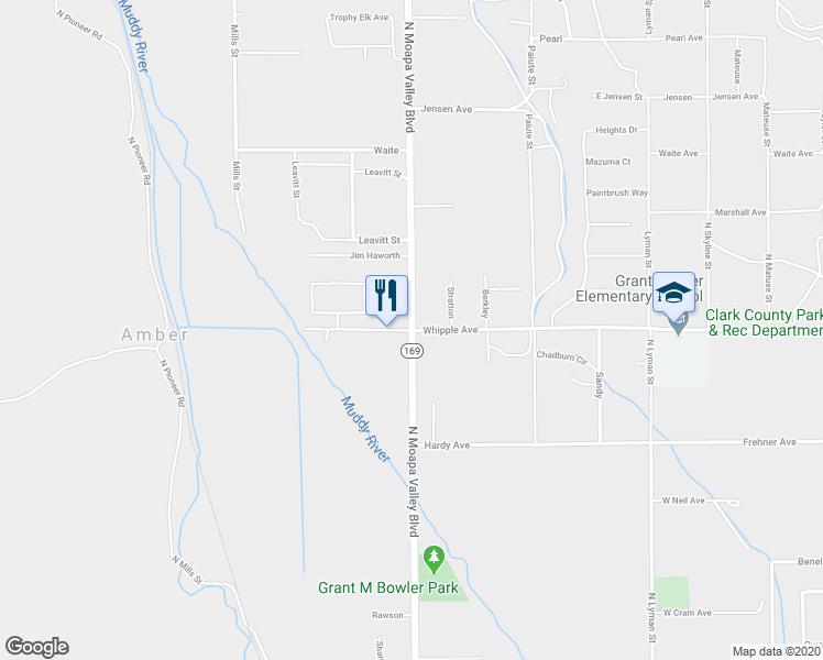 map of restaurants, bars, coffee shops, grocery stores, and more near North Moapa Valley Boulevard in Clark County