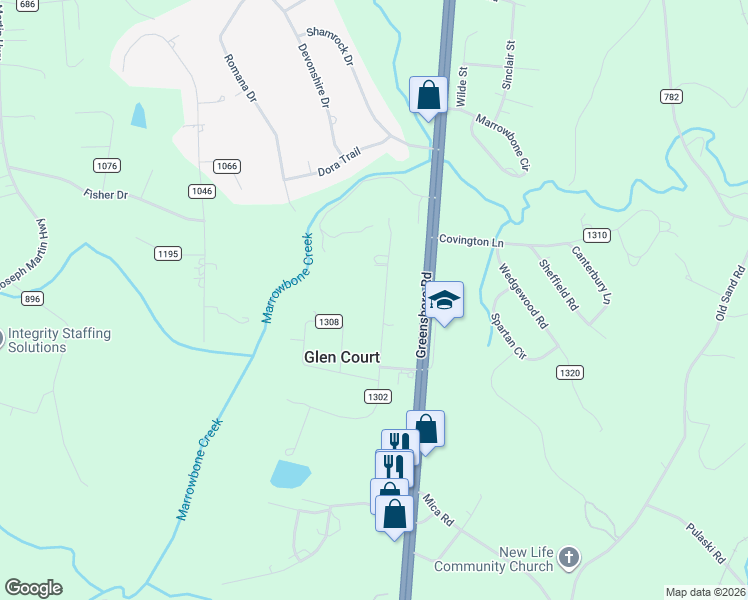map of restaurants, bars, coffee shops, grocery stores, and more near 217 Ken Lane in Ridgeway