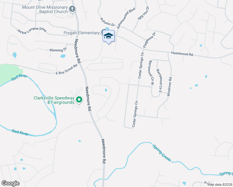 map of restaurants, bars, coffee shops, grocery stores, and more near 1455 Cedar Springs Circle in Clarksville