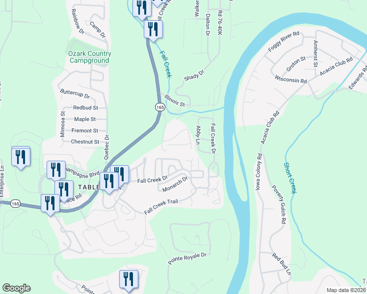 map of restaurants, bars, coffee shops, grocery stores, and more near 324 Van Buren Road in Branson