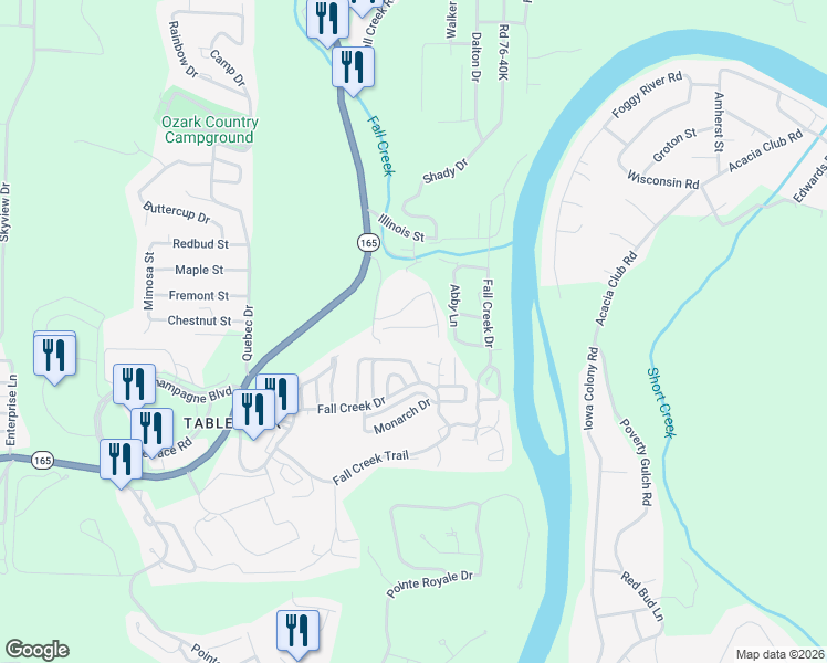 map of restaurants, bars, coffee shops, grocery stores, and more near 324 Van Buren Road in Branson