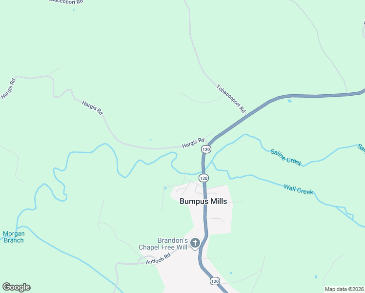 map of restaurants, bars, coffee shops, grocery stores, and more near 125 Hargis Road in Bumpus Mills