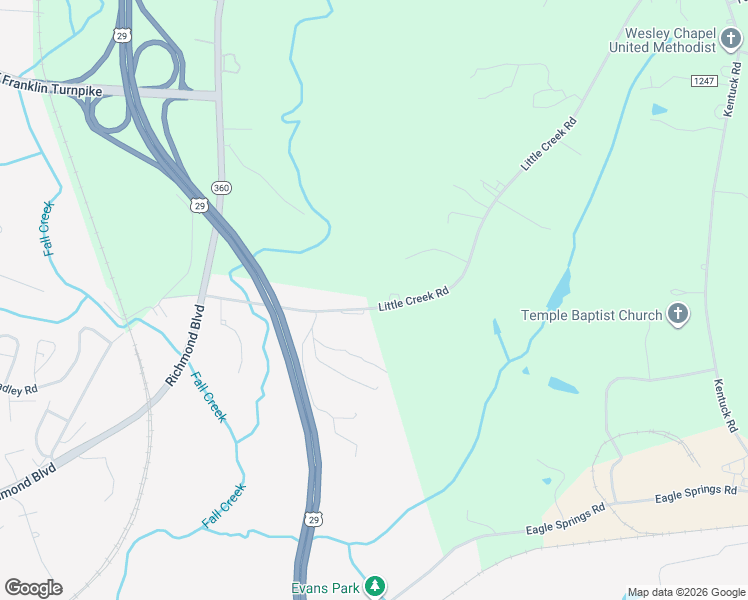 map of restaurants, bars, coffee shops, grocery stores, and more near 433 Little Creek Road in Ringgold