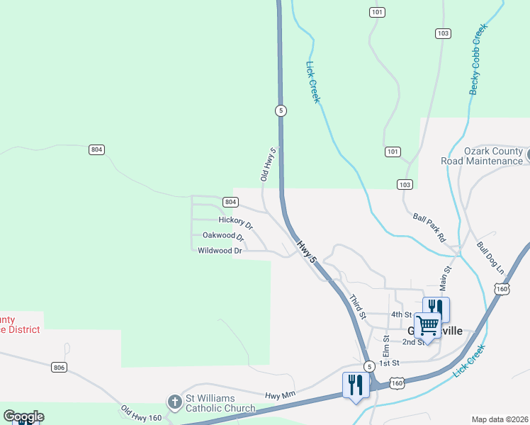 map of restaurants, bars, coffee shops, grocery stores, and more near 516 County Road 804 in Gainesville