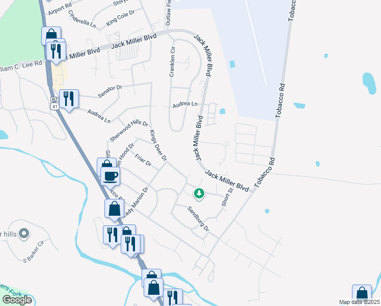 map of restaurants, bars, coffee shops, grocery stores, and more near 430 Jack Miller Boulevard in Clarksville