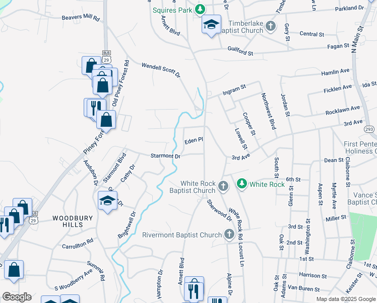 map of restaurants, bars, coffee shops, grocery stores, and more near 126 Starmont Drive in Danville