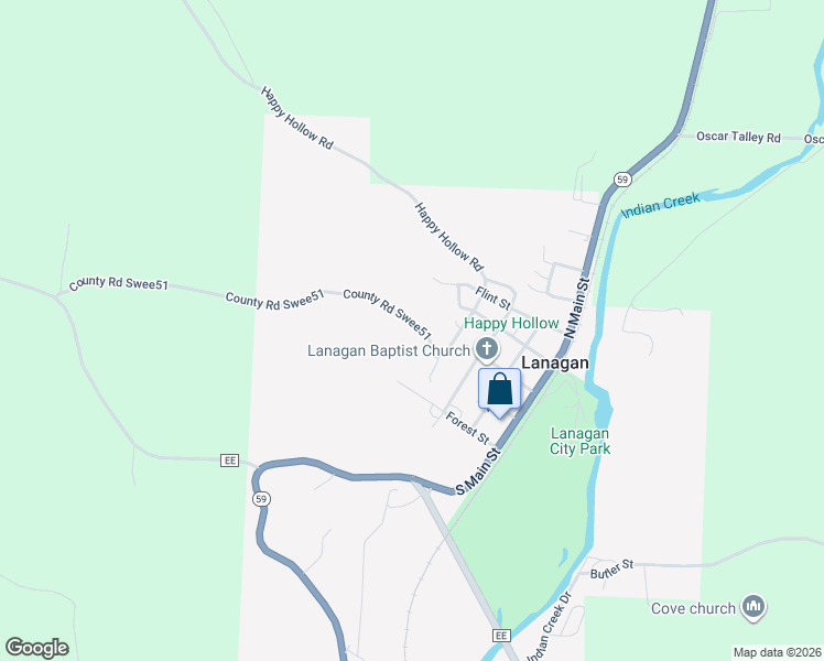 map of restaurants, bars, coffee shops, grocery stores, and more near 302 Forest Street in Lanagan