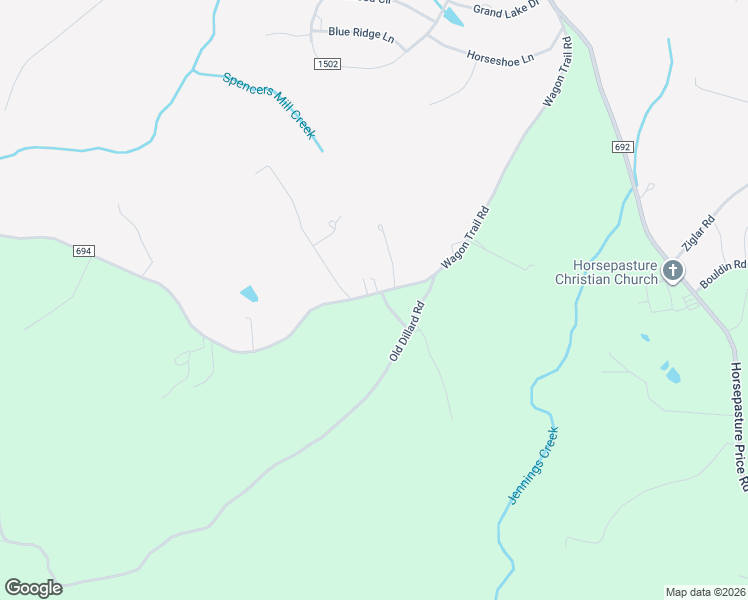 map of restaurants, bars, coffee shops, grocery stores, and more near 885 Wagon Trail Road in Ridgeway