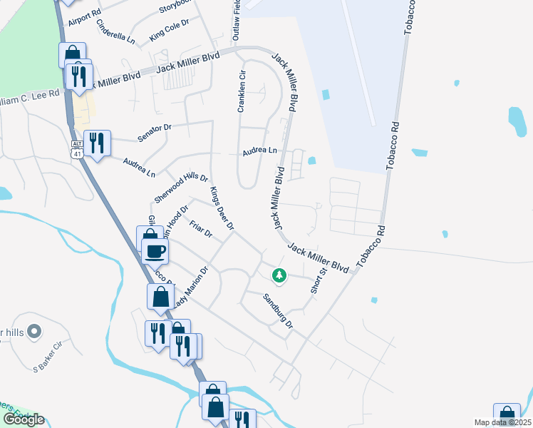 map of restaurants, bars, coffee shops, grocery stores, and more near 426 Jack Miller Boulevard in Clarksville