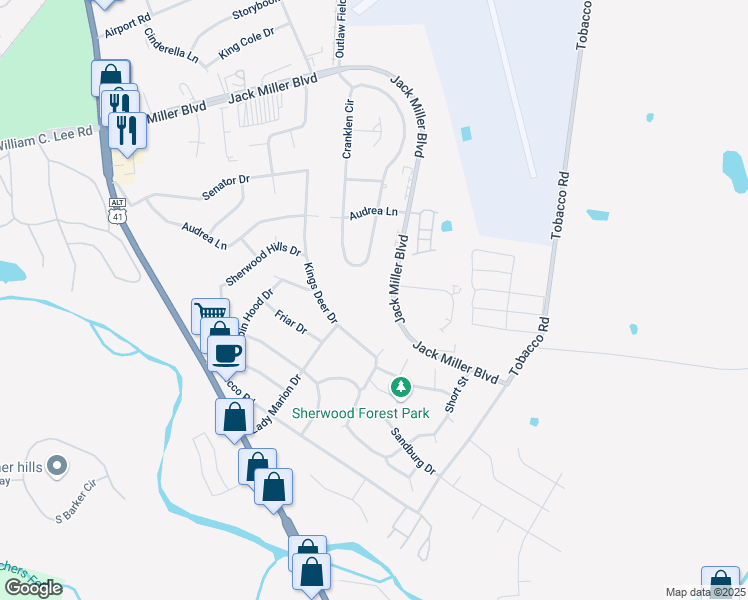 map of restaurants, bars, coffee shops, grocery stores, and more near 430 Jack Miller Boulevard in Clarksville