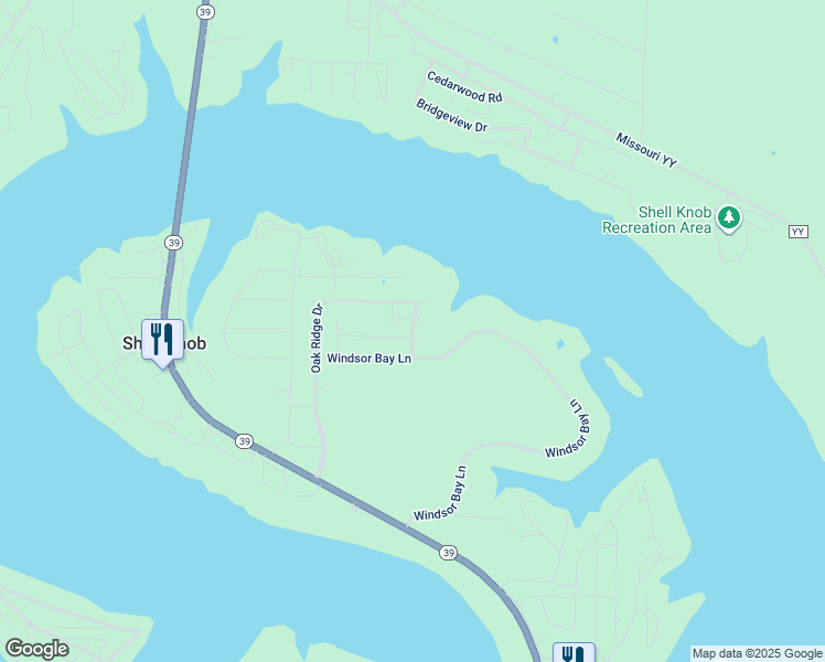 map of restaurants, bars, coffee shops, grocery stores, and more near Farm Road 1258 in Shell Knob