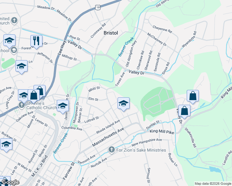 map of restaurants, bars, coffee shops, grocery stores, and more near 1000-1198 Dickey Street in Bristol