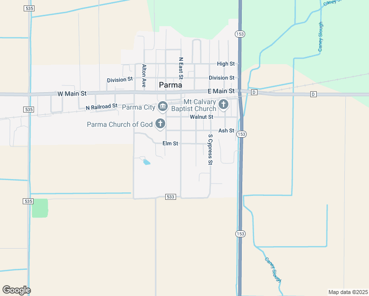 map of restaurants, bars, coffee shops, grocery stores, and more near 508 South East Street in Parma