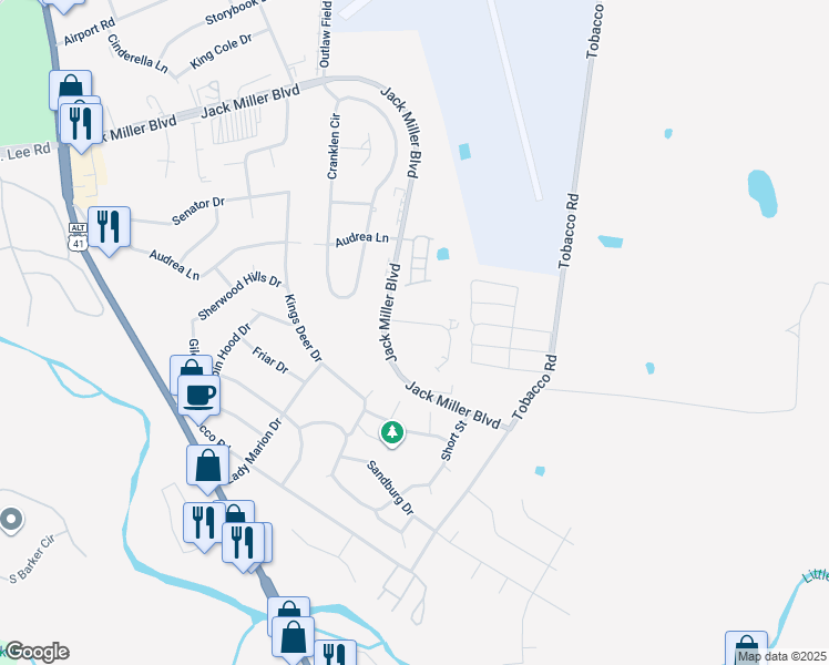 map of restaurants, bars, coffee shops, grocery stores, and more near 508 Patriot Park Court in Clarksville