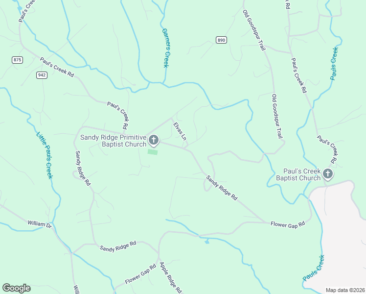 map of restaurants, bars, coffee shops, grocery stores, and more near Sandy Ridge Road in Cana