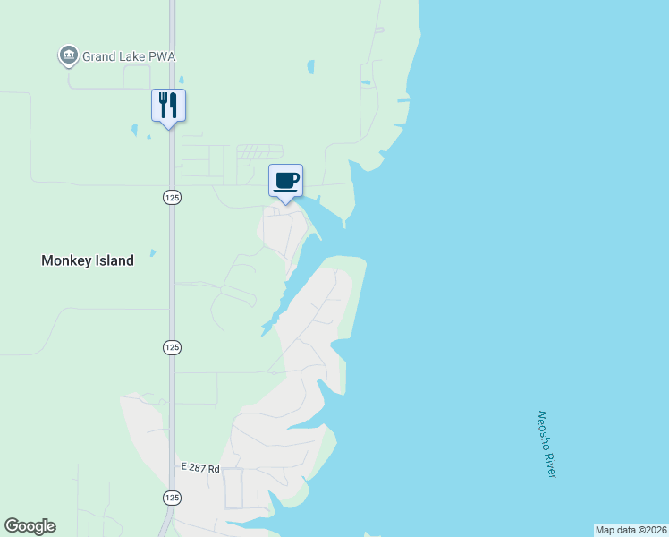 map of restaurants, bars, coffee shops, grocery stores, and more near 56550 East 285 Road in Afton
