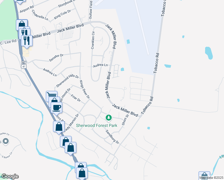 map of restaurants, bars, coffee shops, grocery stores, and more near 504 Patriot Park Court in Clarksville