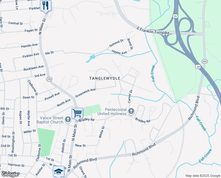 map of restaurants, bars, coffee shops, grocery stores, and more near 246 Greenwich Circle in Danville