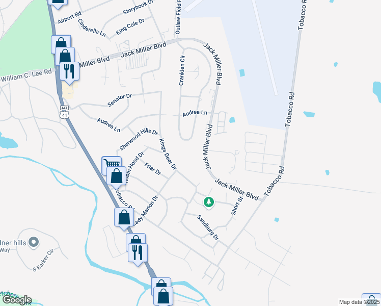 map of restaurants, bars, coffee shops, grocery stores, and more near 197 Kings Deer Drive in Clarksville