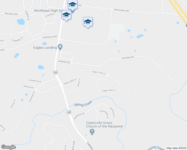 map of restaurants, bars, coffee shops, grocery stores, and more near 1154 Eagle's Bluff Drive in Clarksville