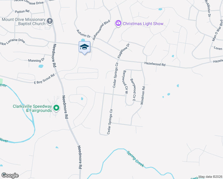 map of restaurants, bars, coffee shops, grocery stores, and more near 1902 Sydney Louise Drive in Clarksville