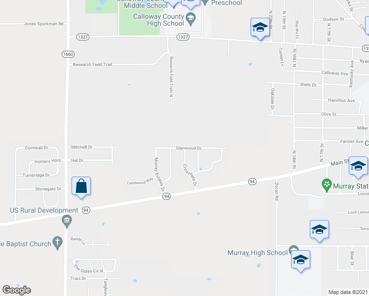 map of restaurants, bars, coffee shops, grocery stores, and more near 2199 Glenwood Drive in Murray
