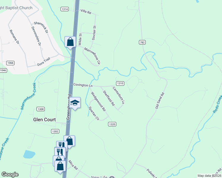 map of restaurants, bars, coffee shops, grocery stores, and more near 2 Canterbury Lane in Ridgeway