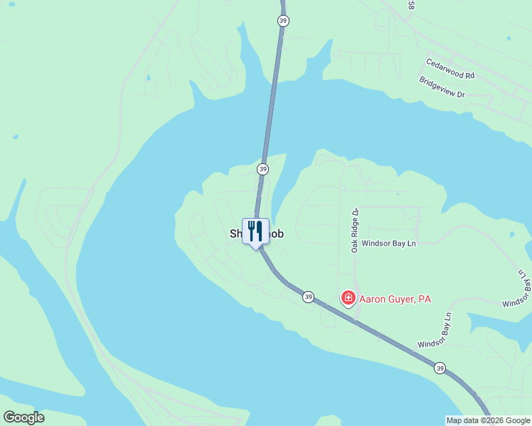 map of restaurants, bars, coffee shops, grocery stores, and more near Hidden Cove in Shell Knob