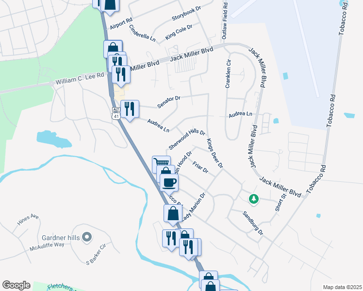 map of restaurants, bars, coffee shops, grocery stores, and more near 209 Sherwood Hills Drive in Clarksville