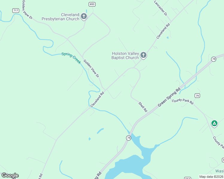 map of restaurants, bars, coffee shops, grocery stores, and more near 18232 Cleveland Road in Abingdon