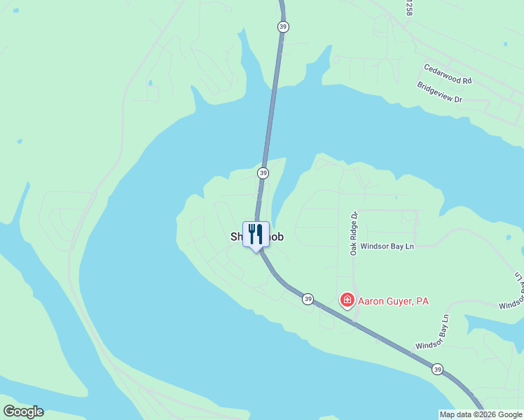 map of restaurants, bars, coffee shops, grocery stores, and more near Hidden Cove in Shell Knob