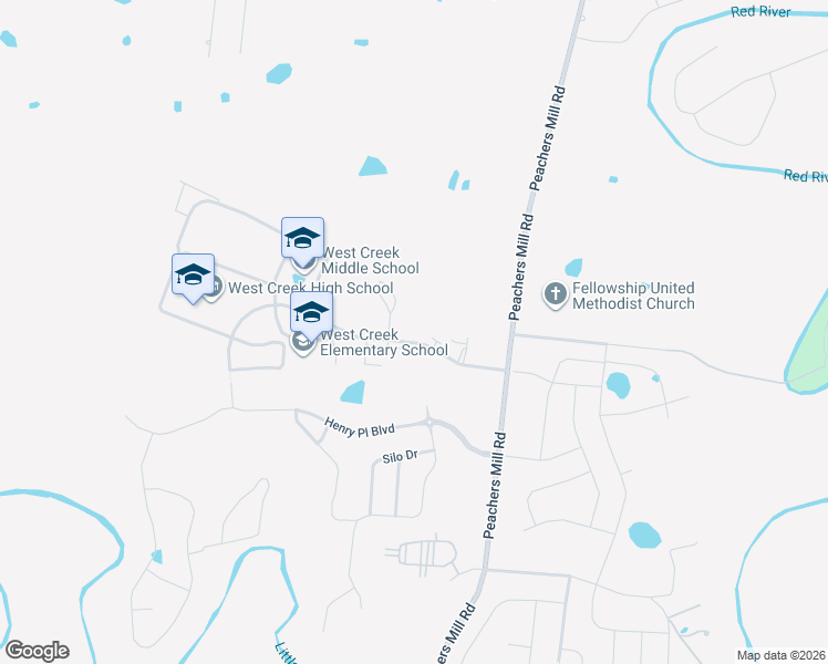 map of restaurants, bars, coffee shops, grocery stores, and more near 1048 West Creek Coyote Trail in Clarksville