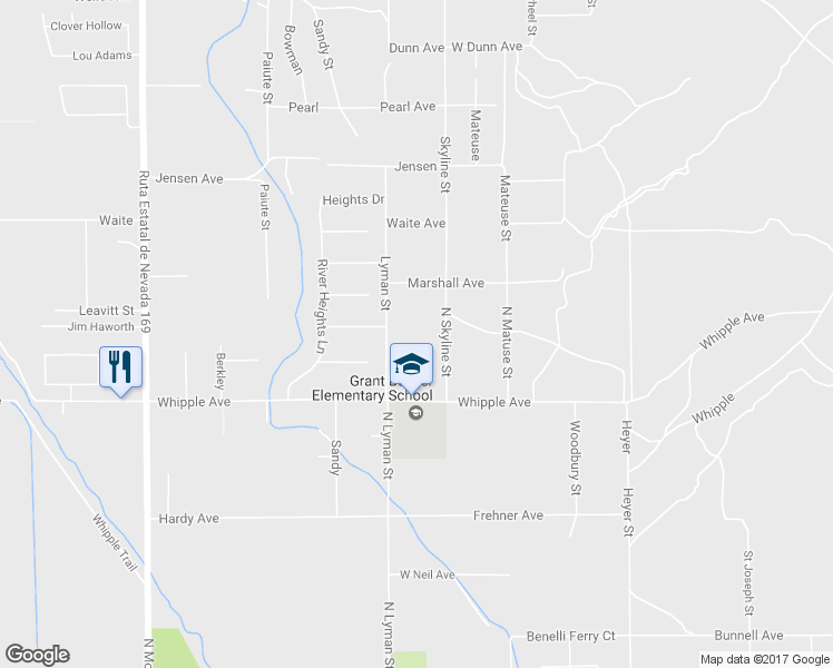 map of restaurants, bars, coffee shops, grocery stores, and more near 3811 Skyline Street in Moapa Valley