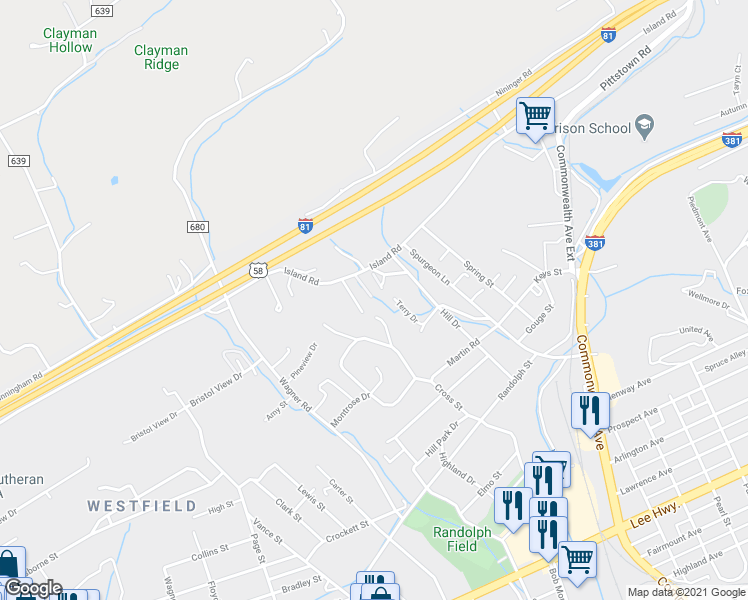 map of restaurants, bars, coffee shops, grocery stores, and more near 99 Mellow Lane in Bristol