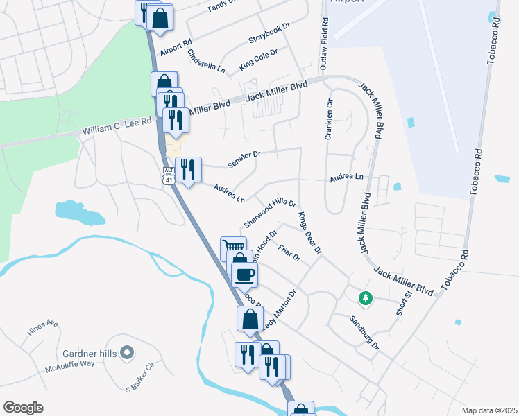 map of restaurants, bars, coffee shops, grocery stores, and more near 209 Sherwood Hills Dr in Clarksville
