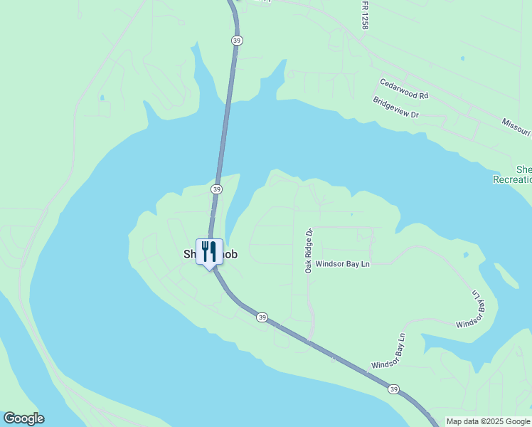 map of restaurants, bars, coffee shops, grocery stores, and more near Shoreline Drive in Shell Knob