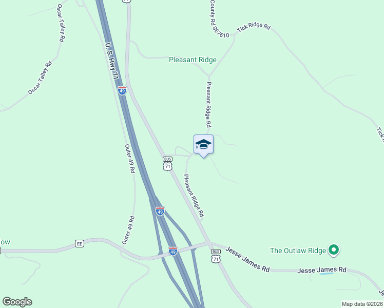 map of restaurants, bars, coffee shops, grocery stores, and more near Pleasant Ridge Road in Anderson