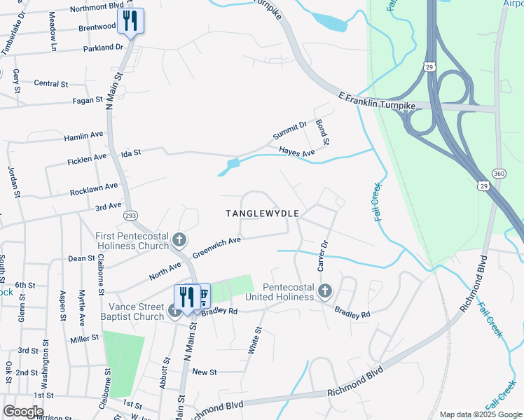 map of restaurants, bars, coffee shops, grocery stores, and more near 101-143 Burwood Place in Danville