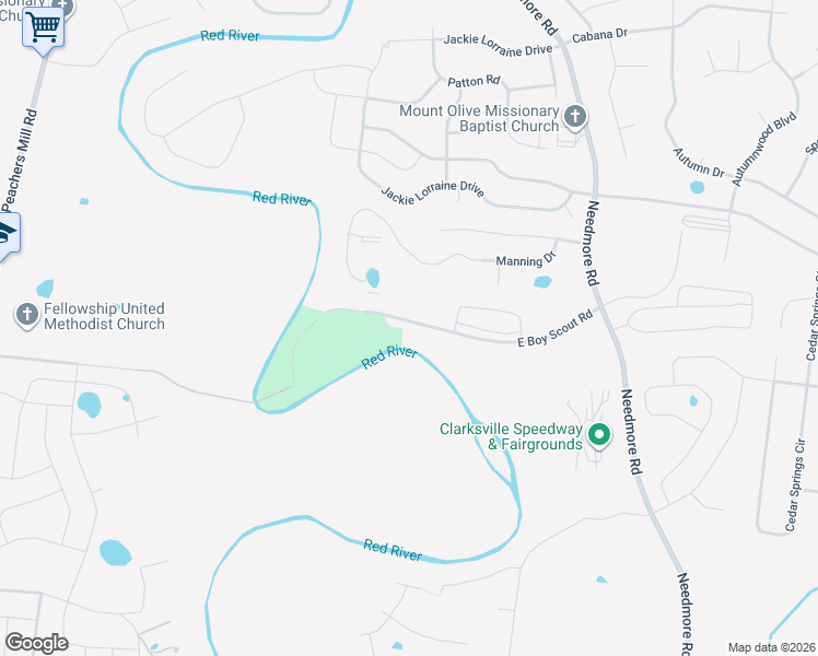 map of restaurants, bars, coffee shops, grocery stores, and more near 1896 East Boy Scout Road in Clarksville