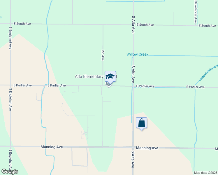map of restaurants, bars, coffee shops, grocery stores, and more near 21771 East Parlier Avenue in Reedley