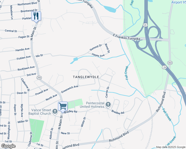 map of restaurants, bars, coffee shops, grocery stores, and more near 334 Greenwich Circle in Danville