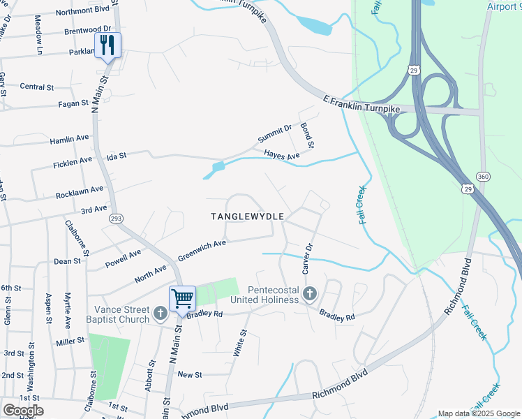 map of restaurants, bars, coffee shops, grocery stores, and more near 101 Burwood Place in Danville