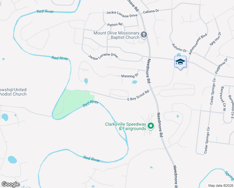 map of restaurants, bars, coffee shops, grocery stores, and more near 1891 East Boy Scout Road in Clarksville