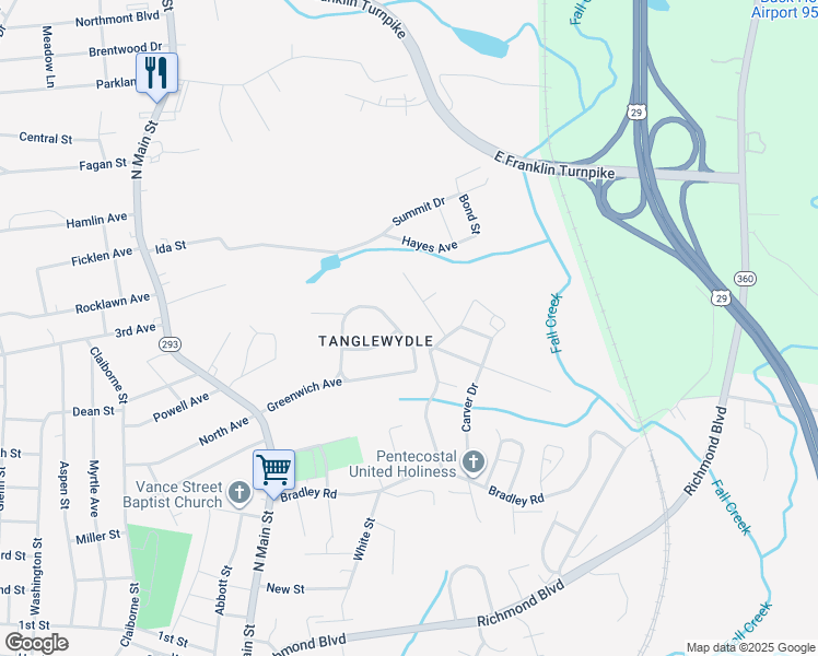 map of restaurants, bars, coffee shops, grocery stores, and more near 334 Greenwich Circle in Danville