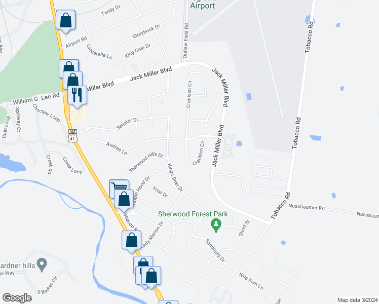 map of restaurants, bars, coffee shops, grocery stores, and more near 426 Cranklen Circle in Clarksville