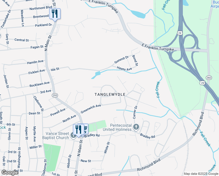 map of restaurants, bars, coffee shops, grocery stores, and more near 423 Greenwich Circle in Danville