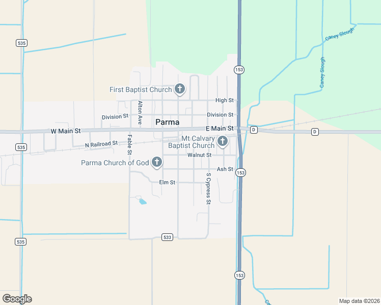 map of restaurants, bars, coffee shops, grocery stores, and more near 210 Dixie Street in Parma