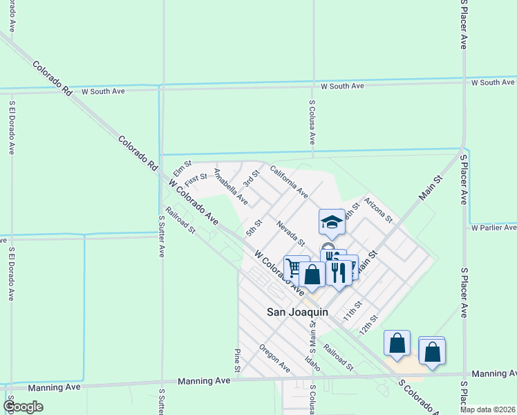 map of restaurants, bars, coffee shops, grocery stores, and more near 22310 Annabella Avenue in San Joaquin