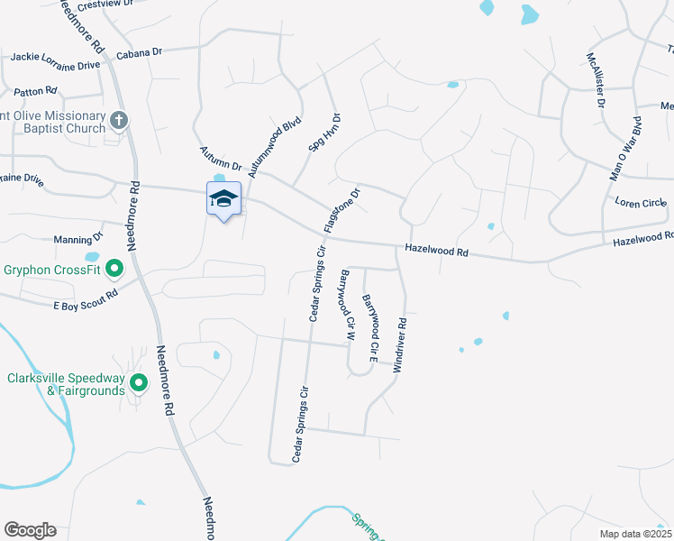 map of restaurants, bars, coffee shops, grocery stores, and more near 1681 Cedar Springs Circle in Clarksville